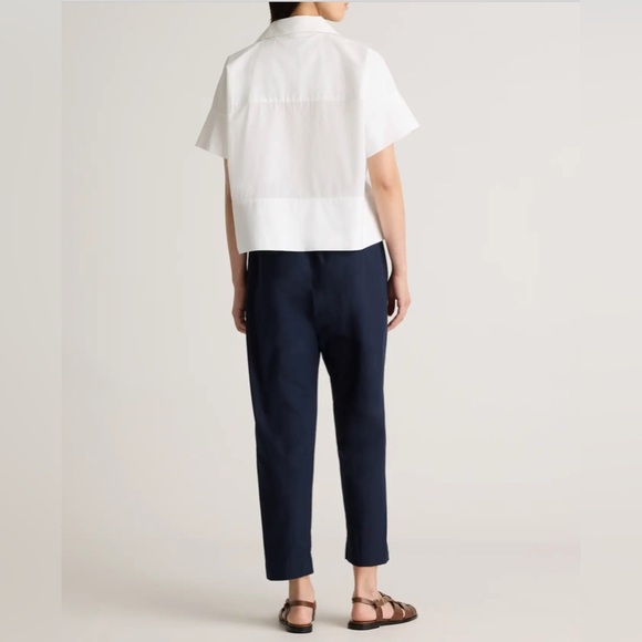 Quince Navy 100% organic cotton poplin pull on Relaxed Fit pants size large - Picture 4 of 17